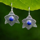 Silver with blue stone earrings by Passiko Jewelry