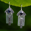 Silver with blue stone earrings by Passiko Jewelry